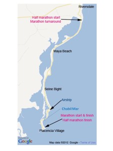 Marathon Map with Chabil Mar Belize Resort