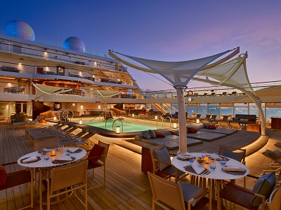 Seabourn Encore's chic and well appointed pool deck.